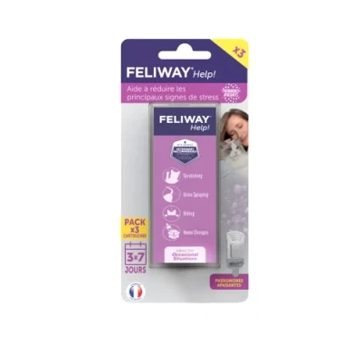 Immagine di FELIWAY Aiuto! 3 x 7 giorni cartucce per diffusore di feromoni lenitivi gatti (3 340 MG) Aiuta a calmare il tuo gatto quotidiano o durante gli eventi stressanti puntuali