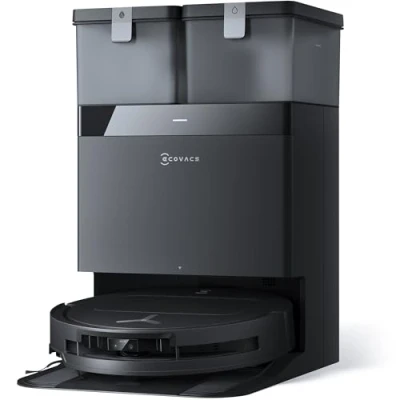 Immagine di ECOVACS DEEBOT T50 OMNI Robot Aspirapolvere Lavapavimenti, 15000 Pa, Spazzola Laterale Estensibile e ZeroTangle 2.0, lavaggio con acqua calda a 75 ℃, Ultrasottile 81 mm, Nero