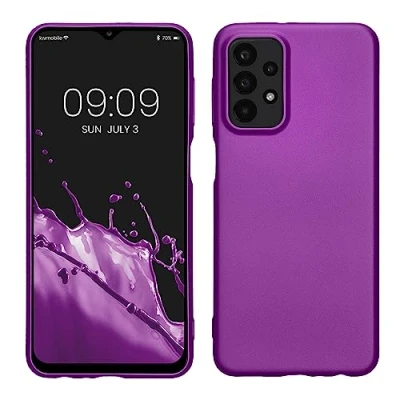 Immagine di kwmobile Custodia Compatibile con Samsung Galaxy A23 4G / 5G Cover Back Case Morbida Protezione in Silicone TPU Effetto metallizzato viola
