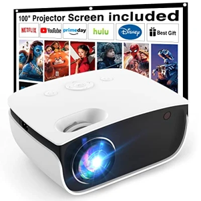 Immagine di HOPVISION Mini Proiettore, Proiettore Portatile Supporto per Telefono Cellulare Videoproiettore Full HD 1080P con 6000 Lumen Home Cinema Compatibile all&#039;aperto Smartphone/TV Stick/PS5/HDMI