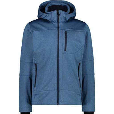 Immagine di CMP Giacca in Softshell Melange da Uomo con Cappuccio Removibile, Bluestone Mel., 48