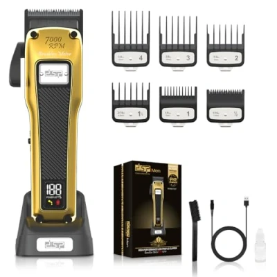Immagine di DSP Professional Barber Clipper Cordless, tagliacapelli per uomo, potente tagliacapelli, motore brushless ad alta coppia e lama staccabile rivestita in DLC con base di ricarica