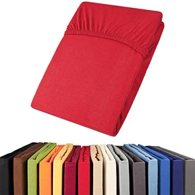 Immagine di aqua textil Viana Lenzuolo Elasticizzato Topper spessori per Letto Contenitore Cotone 180x200 200x200 cm Rosso