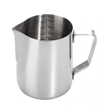Immagine di Dianoo Bricco da Latte Lattiera Acciaio Inossidabile Brocca Fumante Art Tazza Per Caffè Espresso Cappuccino Con Termometro 600ML