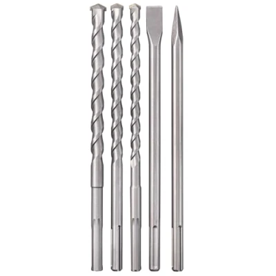 Immagine di Einhell Set di 5 scalpelli SDS max (accessori per martello demolizione/trapano, con 3 punte pietra Ø 18, 20, 25 mm, 1 scalpello piatto, a punta, in pratica valigetta)