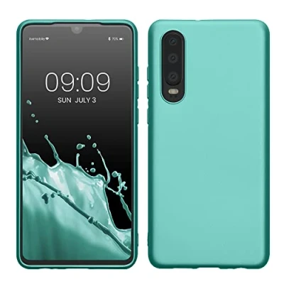 Immagine di kwmobile Custodia Compatibile con Huawei P30 Cover Back Case Morbida Protezione in Silicone TPU Effetto metallizzato menta