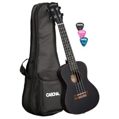 Immagine di CASCHA Aquila Ukulele per mancini e bambini, con 3 plettri custodia imbottita, in legno di mogano principianti avanzati