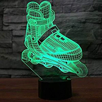 Immagine di lampada 3D per pattini a rotelle, illusione ottica, luce notturna, 7 colori cangianti, interruttore touch, da tavolo, decorazione scrivania,
