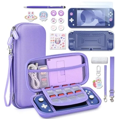 Immagine di innoAura Custodia NS Switch Lite Bundle Accessori 17 in 1 con per Lite, Giochi Switch, Protezione Dello Schermo Supporto Switch(Viola)