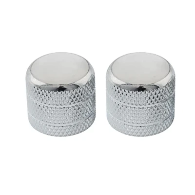 Immagine di Musiclily Pro Inch Fino 24 Scanalature Push on Manopole Dome Knobs in Acciaio Top Madreperla per USA Chitarra Elettrica e Basso, Cromato (Set di 2)