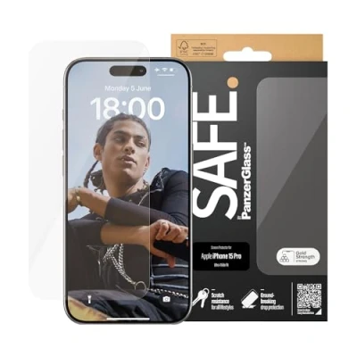 Immagine di PanzerGlass Protettore per schermo SAFE. by resistente ai graffi Apple iPhone 15 PRO display cristallino e protezione dagli urti