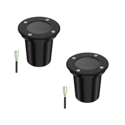 Immagine di ledscom.de 2 pezzi luce da incasso a terra BOLI per esterni, IP67, nero, rotondo, 108mm Ø, 1x GU10 max. 15W