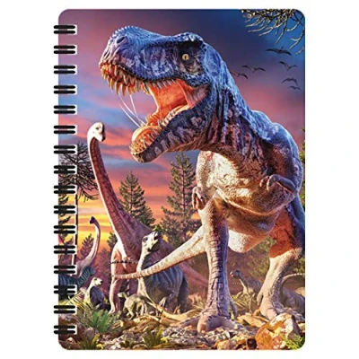 Immagine di 3D LiveLife Quaderno Attacco del T Rex di Deluxebase. Quadernino A6 Spiralato Lenticolare in a tema Dinosauri, con fogli bianchi carta riciclata. Opera d&#039;arte celebre David Penfound