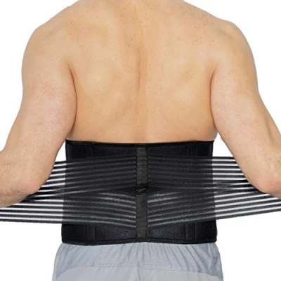 Immagine di NEOtech Care Fascia lombare in neoprene Tutore schiena con cinghie di compressione a doppia banda nero L
