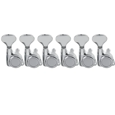Immagine di Musiclily Pro 6 in Linea Meccaniche Autobloccanti Ratio 18:1 Locking Tuners per Chitarra Elettrica tipo Strat Tele, Cromato con Bottone G Style