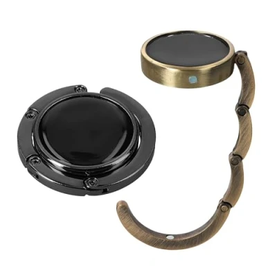 Immagine di kwmobile Set 2x Gancio Borsa da Tavolo Appendi in Alluminio Pieghevole Antiscivolo Antigraffio Appendiborsa Scrivania Max 3 kg