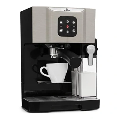 Immagine di KLARSTEIN Macchinetta Caffe Espresso 1.4L, a Cialde, Caffè Macinato e Cappuccino, da Barista 20 Bar, In Acciao Inox, 1450W con Montalatte