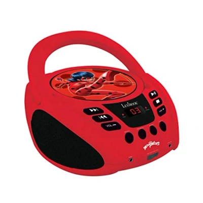 Immagine di Lexibook, Miraculous Ladybug Cat Noir, lettore CD radiofonico, jack microfono, aux in, alimentazione a corrente alternata o batteria, rosso/nero, RCD108MI