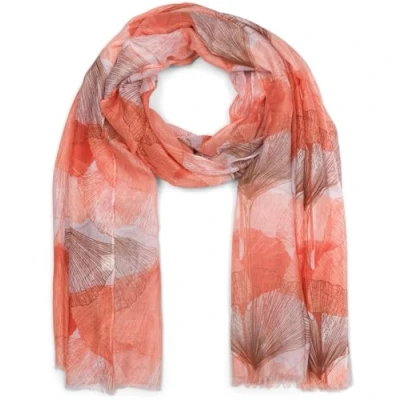 Immagine di styleBREAKER Sciarpa da donna con motivo di foglie Ginkgo Leaves colorate e frange corte, leggera sciarpa, stola 01016208, colore:Arancione Marrone