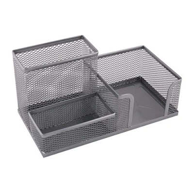 Immagine di Leviatan Organizzatore da Scrivania, Scrivania in Metallo, Portapenne Ufficio, Organizer con Supporto per Appunti Rete, 205 x 103 98 mm, Argento