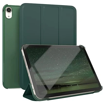 Immagine di EAZY Case custodia protettiva per iPad Mini 6 2021, 8,3 pollici, Smart Cover Tablet da appoggiare, con funzione di supporto, sleep wake up, in ecopelle verde
