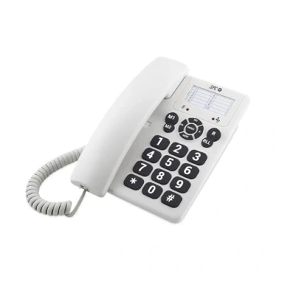 Immagine di SPC Original Telefono fisso da tavolo o parete, con tasti grandi e di facile utilizzo, 3 memorie dirette, volume suoneria extra forte, funzione ricomposizione, colore bianco
