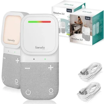 Immagine di lionelo Babyline 2.2 Babymonitor audio elettronico con luce notturna, portata fino a 400 m, comunicazione bidirezionale, modalità risparmio EcoVox, allarmi, batteria 12 h, controllo volume