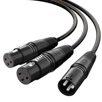 Immagine di tisino cavo sdoppiatore a Y XLR, da doppio XLR femmina maschio, combinatore, adattatore bilanciato per microfono (2 1 maschio) 3 m
