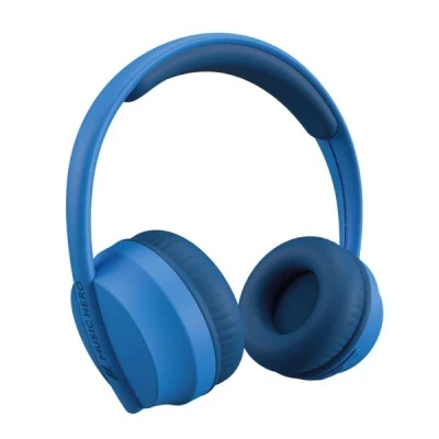 Immagine di Music Hero Cuffie wireless FLOXY 2.0 con microfono, regolabili, fino a 20 ore di autonomia per musica e chiamate, cavo ricarica USB C incluso, blu