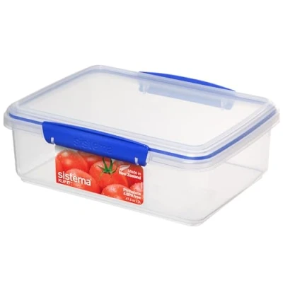 Immagine di Sistema KLIP IT Contenitore per la conservazione di alimenti 2 L con coperchio, impilabile ed ermetico, adatto a frigorifero e congelatore Senza BPA Clip blu 1 pezzo