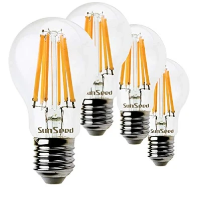 Immagine di SUNSEED 4x Lampadina E27 Filamento LED 12W Goccia A60 1500 Lm Luce Calda 2700K
