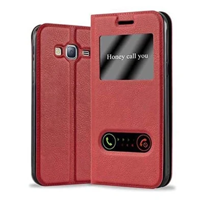 Immagine di Cadorabo Custodia Libro per Samsung Galaxy J3 / DUOS 2016 in ROSSO ZAFFERANO con Funzione Stand e Chiusura Magnetica Portafoglio Cover Case Wallet Book Etui Protezione