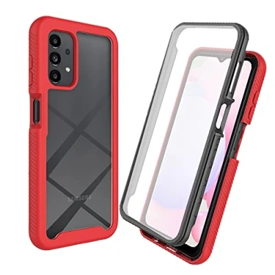 Immagine di XINNI Cover per Samsung Galaxy A23 4G(5G), Protezione Schermo Integrata 360 Gradi Antiurto Custodia, Rugged Doppia Faccia Bumper Trasparente Full Guscio Fronte Retro Case, Rosso