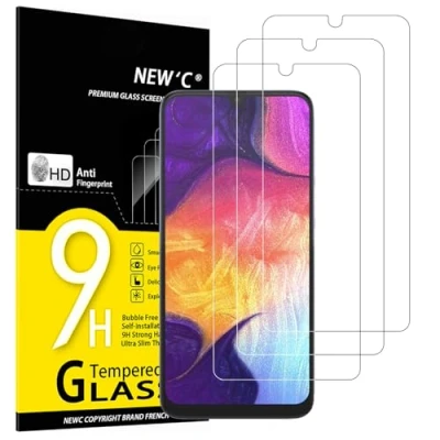 Immagine di NEW&#039;C 3 Pezzi, Vetro Temperato per Samsung Galaxy A50 (SM A505F), Pellicola Prottetiva Anti Graffio, Impronte, Senza Bolle, Durezza 9H, 0,33mm Ultra Trasparente, Resistente