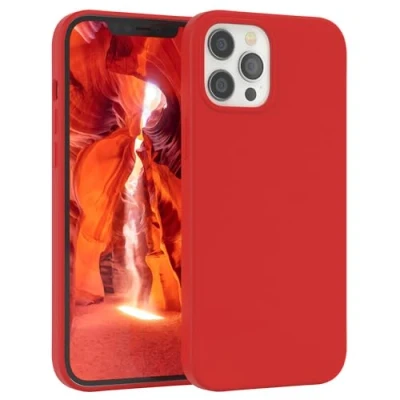 Immagine di EAZY CASE Premium Silicone Custodia per cellulare con iPhone 12 Pro Max, Slimcover protezione della fotocamera e fodera, in silicone, copertura protettiva, Rosso