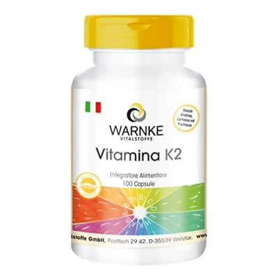 Immagine di Vitamina K2 MK7 100 mcg (Menachinone naturale MK 7) capsule pure Warnke Vitalstoffe Qualità da farmacia tedesca