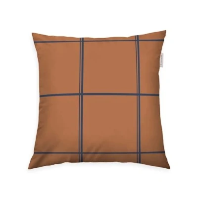 Immagine di Fodera per cuscino TOM TAILOR in flanella, 40x40 cm, 100% cotone/flanella, con motivo reversibile e cerniera colorata, LARGE CHECK Blue, Brown (Dark Navy &amp; Rusty Red)