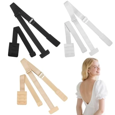 Immagine di kurkip 6 pezzi di estensione del reggiseno, prolunga reggiseno a 3 file 2 ganci ganci, gola sostegno, morbido comfort elastico, adatto per le donne, Nero bianco colore carne