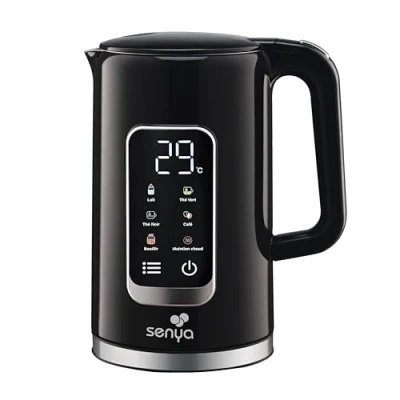 Immagine di SENYA Bollitore elettrico 1,7 l Grande schermo digitale 5 programmi di temperatura automatica e regolabile Funzione mantenere al caldo Base a 360 impugnatura ergonomica Colore nero