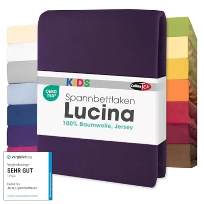Immagine di CelinaTex Lucina Baby Kids lenzuolo elasticizzato lettino letto per bambini cotone 2er Set 60x120 70x140 cm lilla