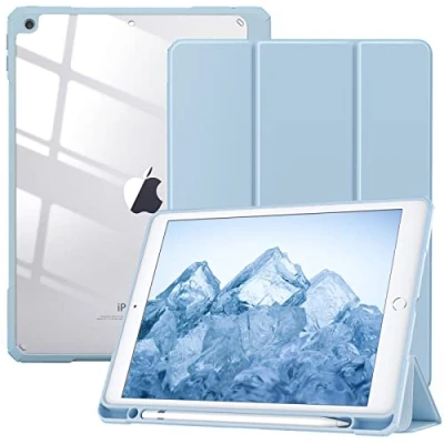 Immagine di TiMOVO Custodia Compatibile con Nuovo iPad 9a Gen 2021/iPad 8a 10.2&quot; 2020, Portapenne, Case Protezione Supporto, Proteggi Tablet Auto Sveglia/Sonno 7a 2019 10.2&quot;, Cielo Blu