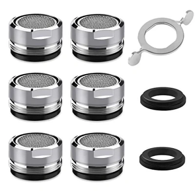 Immagine di Rompigetto M24, 6 pz. Aeratore Rubinetto Filtri Rubinetti Lavandino per Cucina e Bagno, con Filtro in Acciaio Inox ABS tra cui 8 Guarnizioni 1 Chiave Cromata