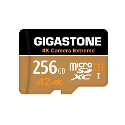 Immagine di [5 Anni Recupero Dati Gratuito] Gigastone Scheda di memoria 256 GB 4K Camera Extreme, Specialmente per GoPro Drone Switch, Velocità 100 MB/s. Video 4K, A2 U3 V30 Micro SDXC con Adattatore SD.