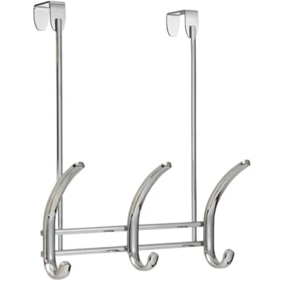 Immagine di iDesign Axis Attaccapanni con ganci per porte, Struttura appendiabiti 4 in metallo appendere giacche, asciugamani o sciarpe, argento