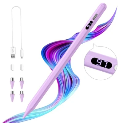 Immagine di TiMOVO Penna Stilo Ricarica Rapida per Schermi Tattili, Universale con Display di Potenza Compatibile iPad/iPhone/Android/iOS/Samsung/Xiaomi, Capacitivi, Viola