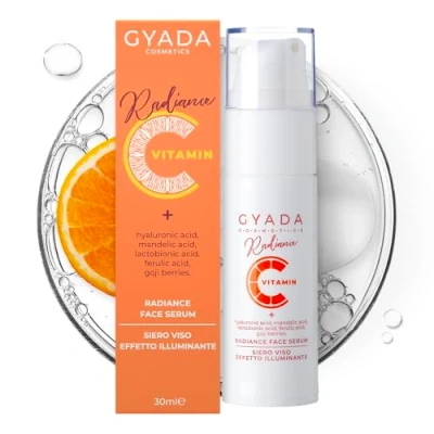Immagine di GYADA COSMETICS, Radiance Face Serum, Siero Viso Illuminante, Idratante, Contrasta Segni dell&#039;Età, Discromie Cutanee, d’Espressione, Eccesso di Sebo, a Base Vitamina C, 30 ml