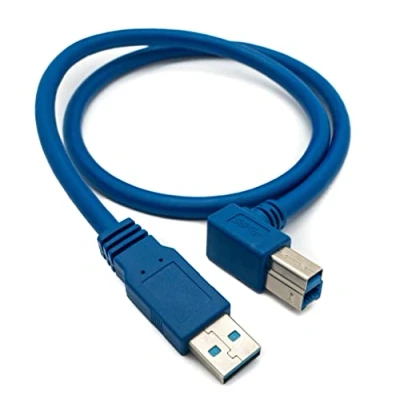 Immagine di SYSTEM S Cavo USB 3.0 da 60 cm tipo B maschio A maschio, angolare, colore: Blu