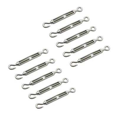 Immagine di M5 304 acciaio inox gancio &amp; occhio Heavy Duty tenditore fune metallica tensione per cavo, confezione da 10