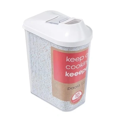 Immagine di keeeper Contenitore per Alimenti Sfusi, Coperchio Dosatore Regolabile, Plastica, 1,5 L, 11,5 x 7 21 cm, Paola, Bianco
