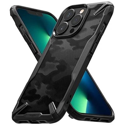 Immagine di Ringke Fusion X Compatibile con Cover iPhone 13 Pro Max (2021) Custodia Disegno Camuffare Retro Rigido Antiurto Paraurti Robusto TPU Camo Black